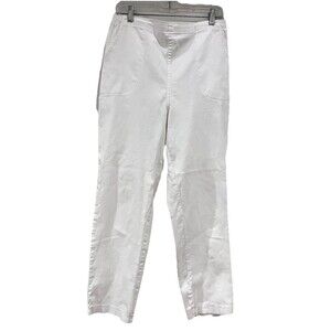 Croft & Barrow Women’s White Cotton Pants Large Flat Front Elastic Waist Short